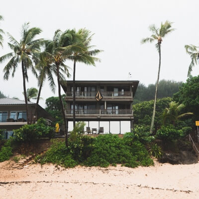 beach house among palm trees