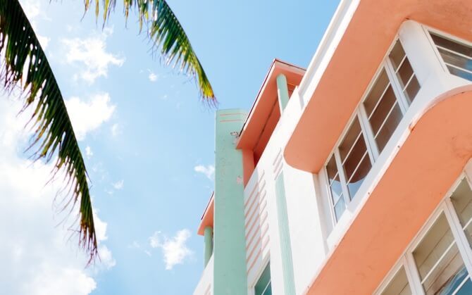 salmon-coloured beach house